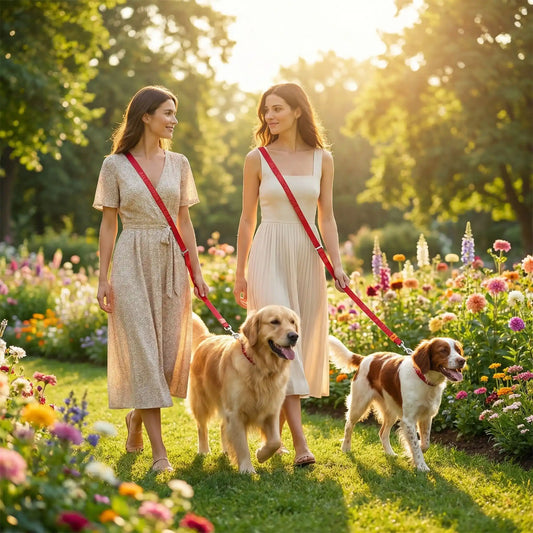 ergowalk femme sortie chien laisse bandoulière chien