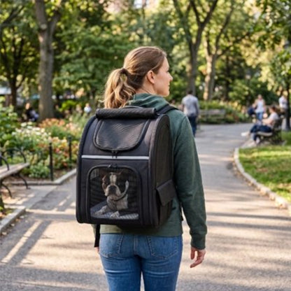 Femme de balade avec son chien dans le Sac à dos pour Chien