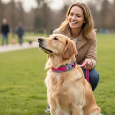 Femme et chien assis nature chien porte Collier pour Chien