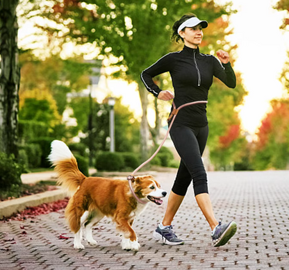 femme marche sportive laisse mains libres pour chien