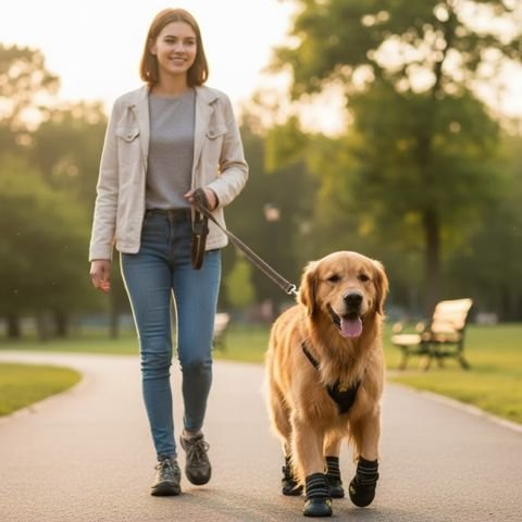 Femme promène son chien Chaussure pour Chien