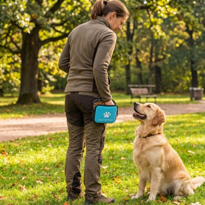 Femme récompense chien parc dressage sac à friandise pour chien