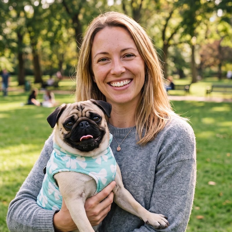 Femme tiens bras bouledogue Manteau pour Chien