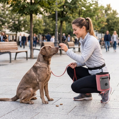 Femme ville récompense chien sac banane entraînement chien