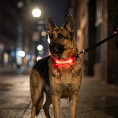 Flux Collier Chien lumineux rouge sur berger Allemand 