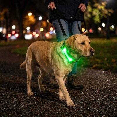 Flux Collier Chien lumineux vert balade nocturne