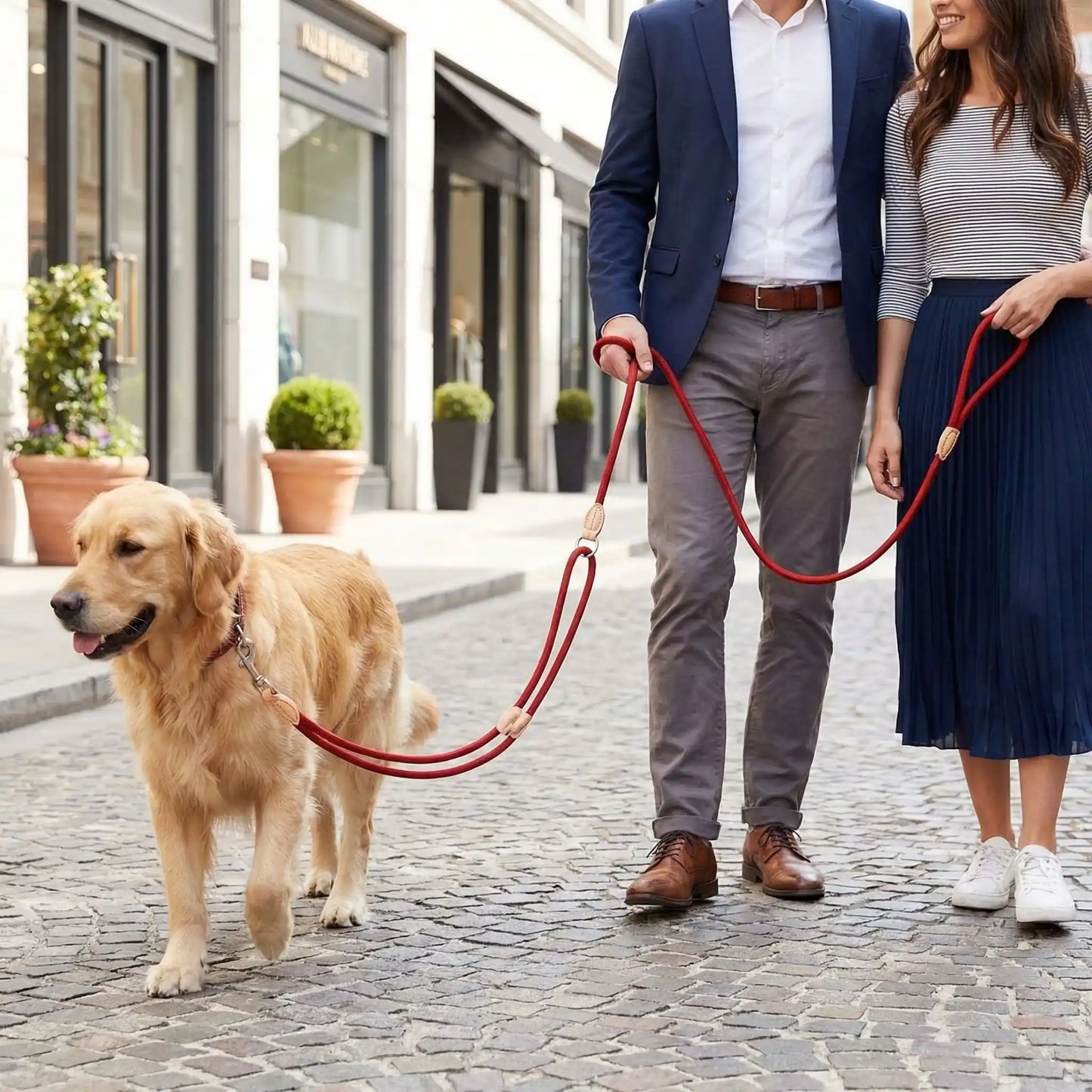 freeWalk couple promène chien laisse pour chien