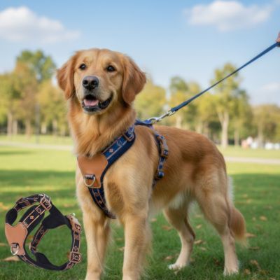 Harnais chien point réglage bleu, noir