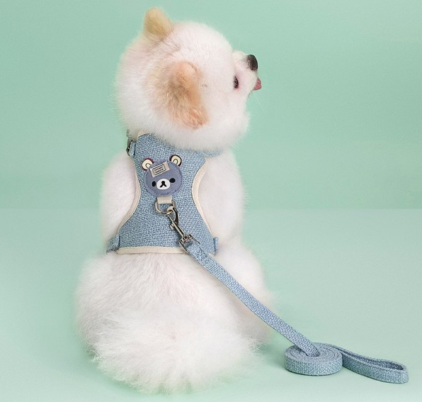 harnais pour petit chien bleu