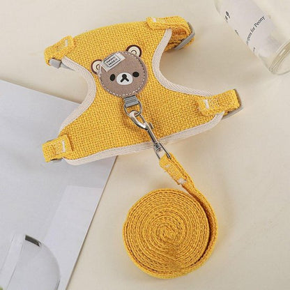 harnais pour petit chien laisse jaune