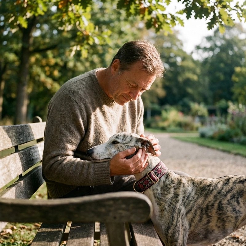 Homme assis sur un banc avec son chien Collier pour Chien
