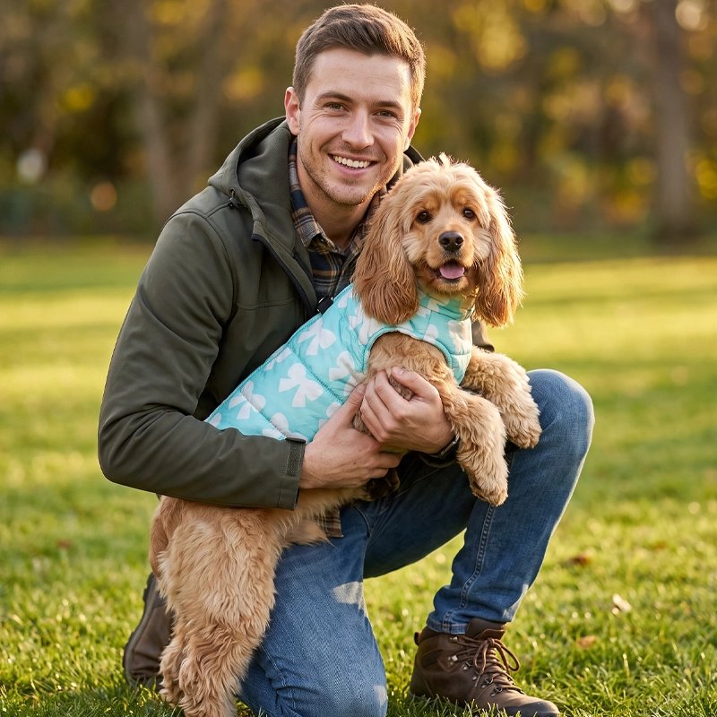Homme et caniche dan près Manteau pour Chien
