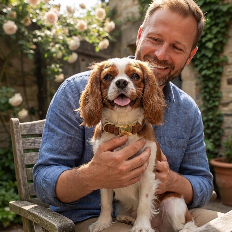 Homme porte le chien avec son Collier Pour Chien