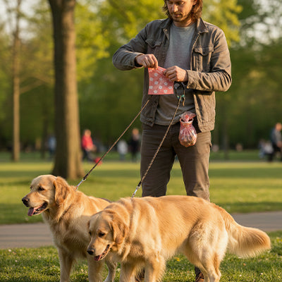 Homme prépare sac a crotte