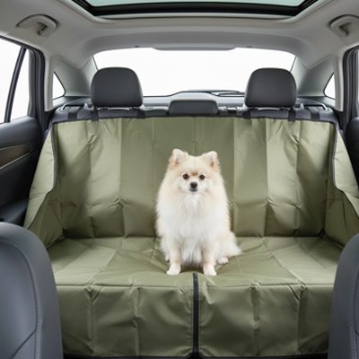 Housse voiture chien vert    