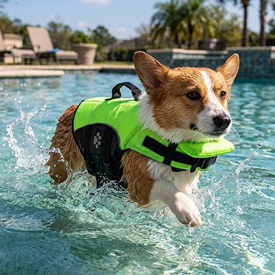 Hydroguard Gilet de sauvetage Chien vert nage dans le lac