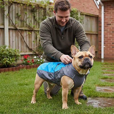 Imperméable pour chien​ ajustable cou bleu