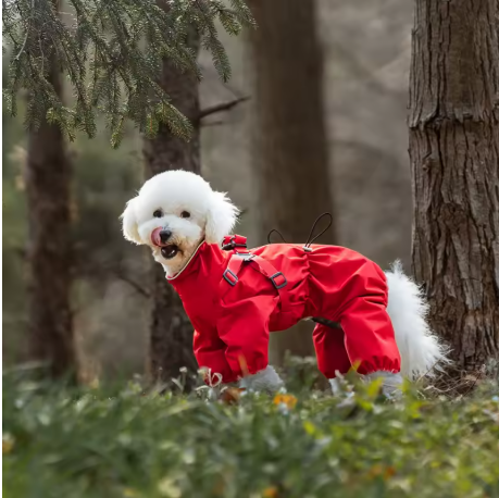 Imperméable pour chien salopette rouge