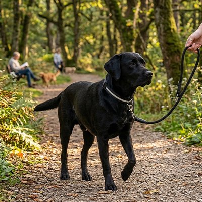 Koba Collier lumineux Chien en promenade dans les sous bois