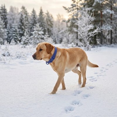 Labrador marche neige porte Collier pour Chien bleu