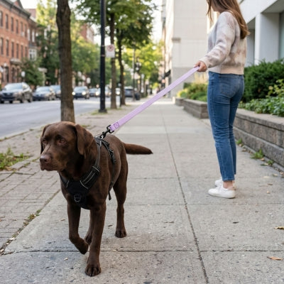 Labrador trottoir maitresse tiens laisse pour chien