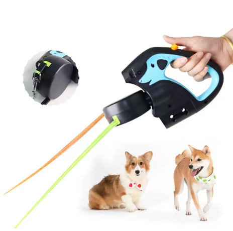 Laisse à enrouleur pour chien double