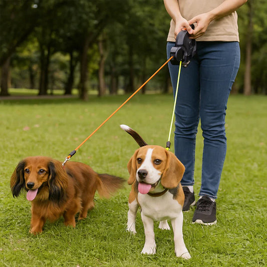 laisse a enrouleur pour chien herbes