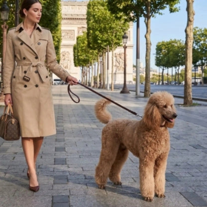 Laisse chien en cuir tressé marron