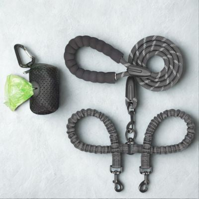 laisse double pour chien noir