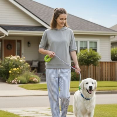 laisse pour chien bleu poignee verte