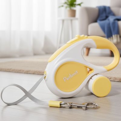 laisse pour chien enrouleur jaune blanc