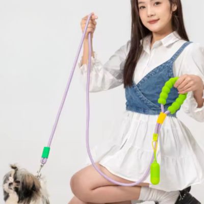 laisse pour chien laisse rose poignee verte