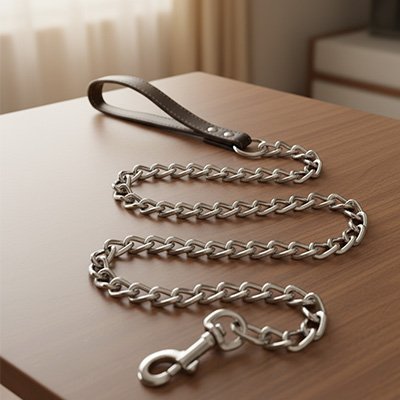 Laisse pour chien métal classique poignée noire