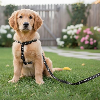 Laisse pour Chien noir chien assis sagement