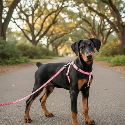 Laisse pour Chien rose chien prêt pour la promenade