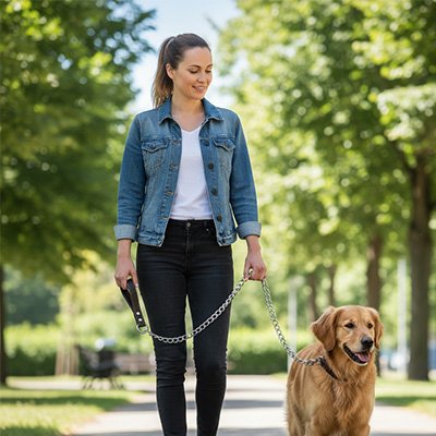 Laisse pour chien sécuritaire poignée cuir