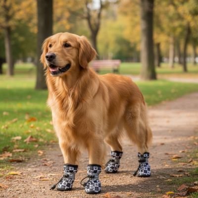 Le chien est dans un parc avec chaussures pour Chien 