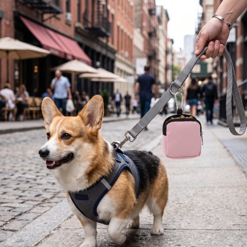 Le sac de friandises pour chien rose attacher laisse