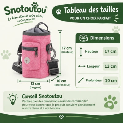 Le tableau taille pochette d'entraînement pour chien