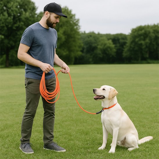 Longe pour chien dressage labrador orange