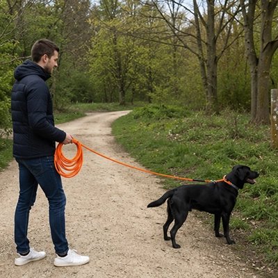 Longe pour Chien orange sortie dans les bois 