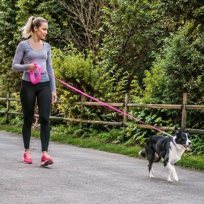 Longe pour Chien rose en nylon