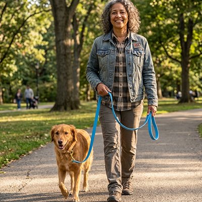 Longe pour Chien un homme marche gaiement avec son chien