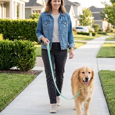 Longe pour Chien une femme fait la sortie du chien sur le trottoirs 