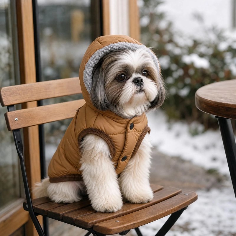 Manteau Chien capuche chien assis sur une chaise