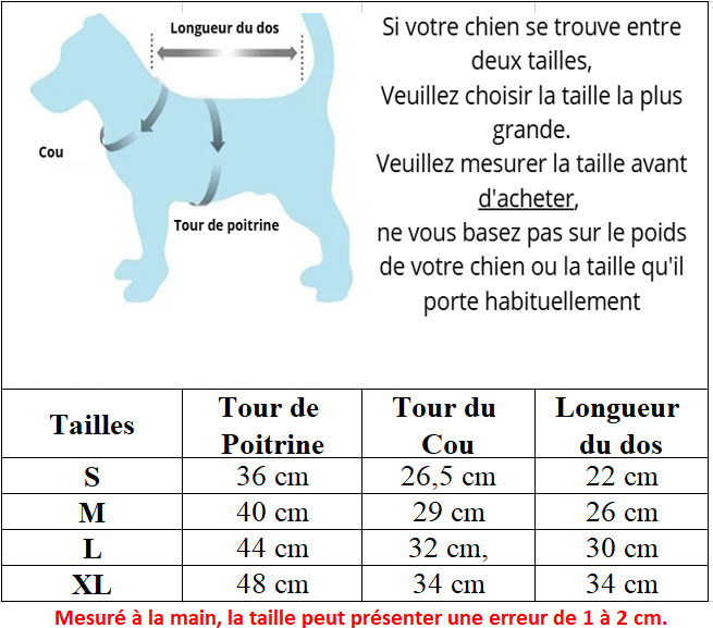 Manteau chien imperméable polaire taille