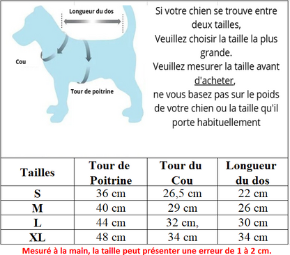 Manteau chien imperméable polaire taille