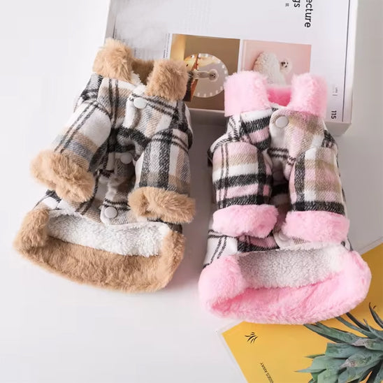 manteau pour chien brun rose