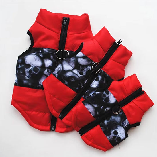 manteau pour petit chien rouge noir