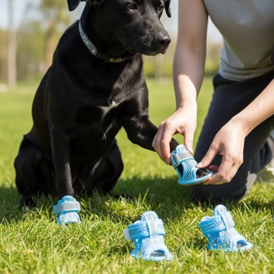 Mise en place des Chaussures chien respirante